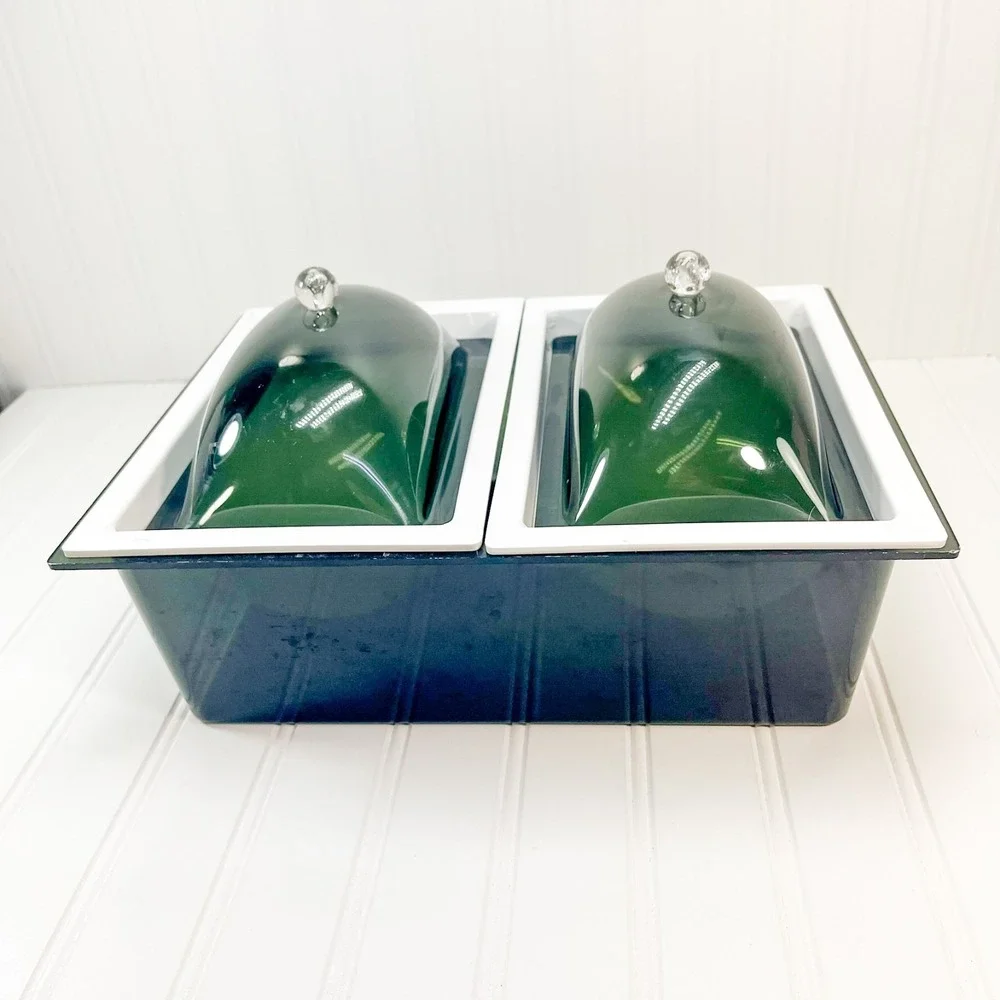 Vintage Serving Condiment Container, Lucite Cold Food Keeper, Midcentury Barware